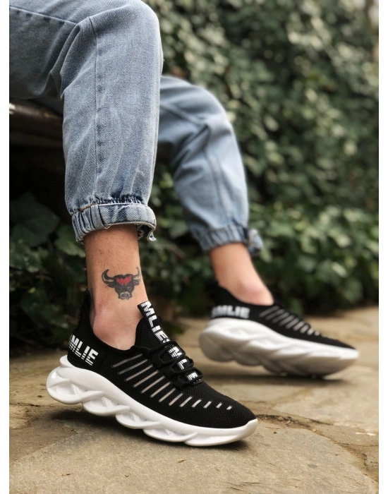 BA0602 Phantom Yüksek Taban Tarz Sneakers Siyah Beyaz Erkek Spor Ayakkabısı