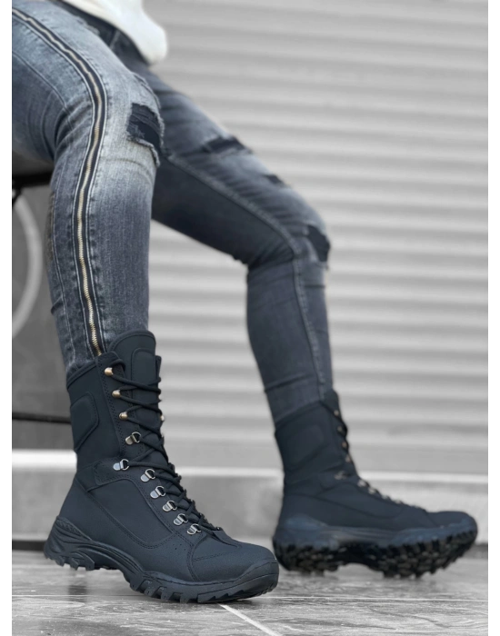 Ba0605 Bağcıklı Siyah Nubuk Askeri Postal Erkek Bot