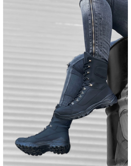 Ba0605 Bağcıklı Siyah Nubuk Askeri Postal Erkek Bot