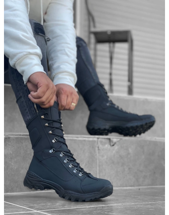 Ba0605 Bağcıklı Siyah Nubuk Askeri Postal Erkek Bot