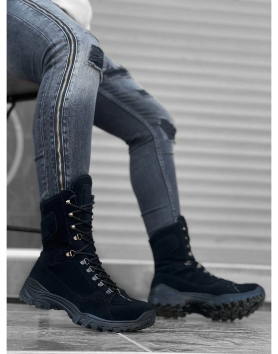 Ba0605 Bağcıklı Siyah Süet Askeri Postal Erkek Bot