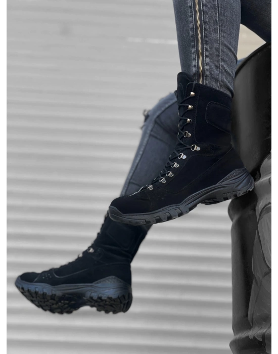 Ba0605 Bağcıklı Siyah Süet Askeri Postal Erkek Bot