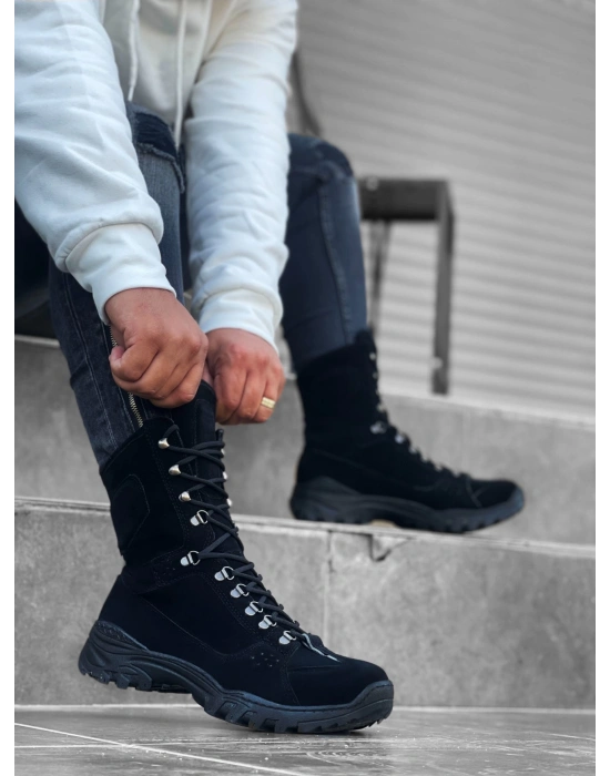 Ba0605 Bağcıklı Siyah Süet Askeri Postal Erkek Bot