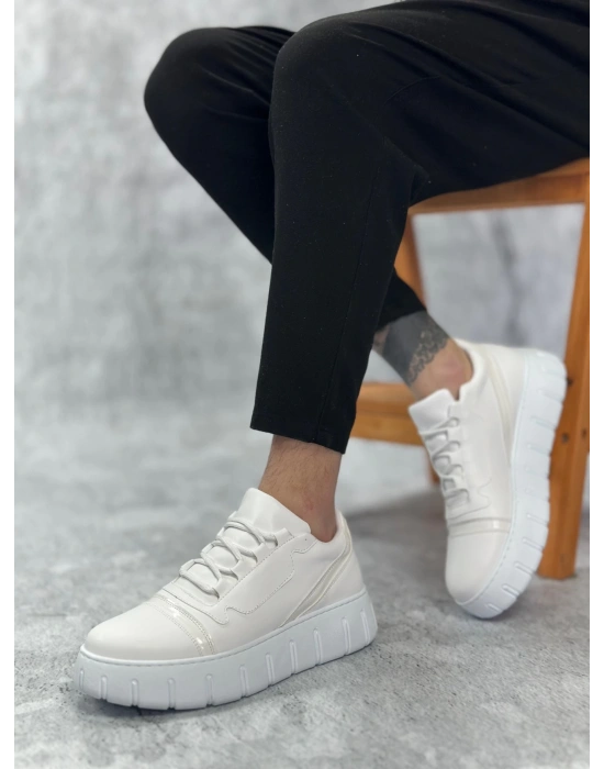 Ba0666 Boa Beyaz Yüksek Taban Erkek Erkek Günlük Ayakkabı