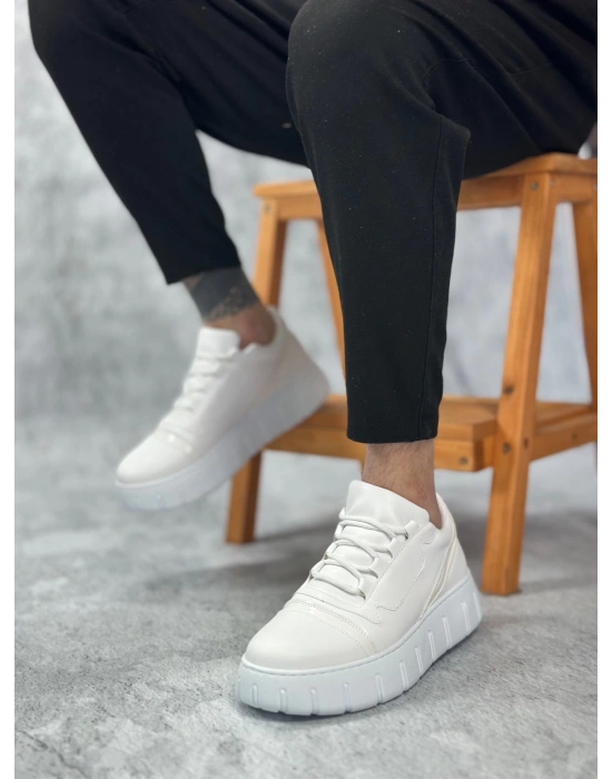 Ba0666 Boa Beyaz Yüksek Taban Erkek Erkek Günlük Ayakkabı