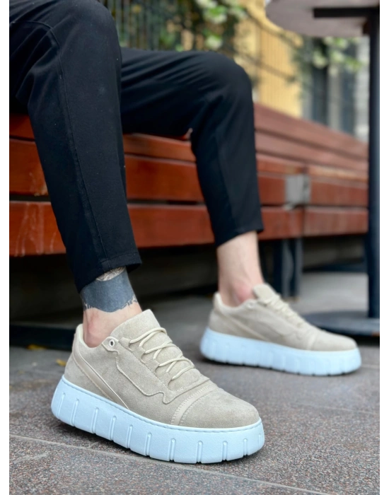 Ba0666 Boa Krem Yüksek Taban Erkek Erkek Günlük Ayakkabı