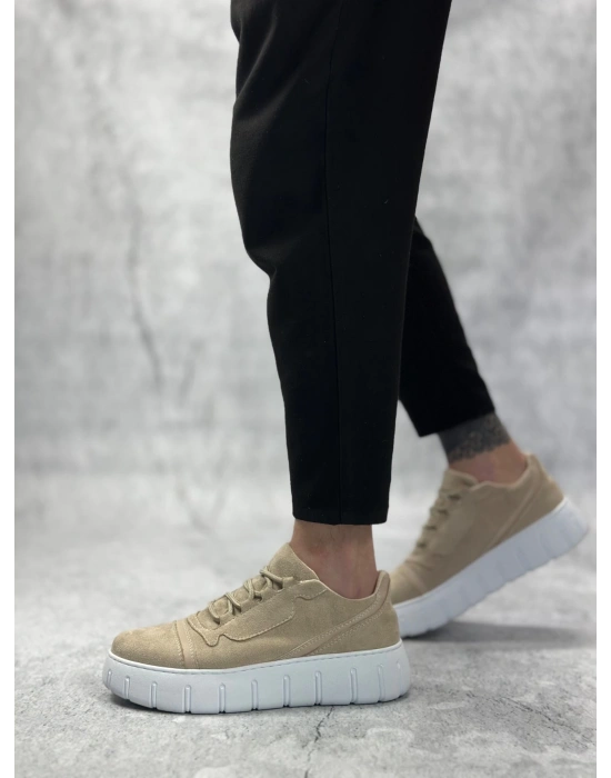 Ba0666 Boa Krem Yüksek Taban Erkek Erkek Günlük Ayakkabı