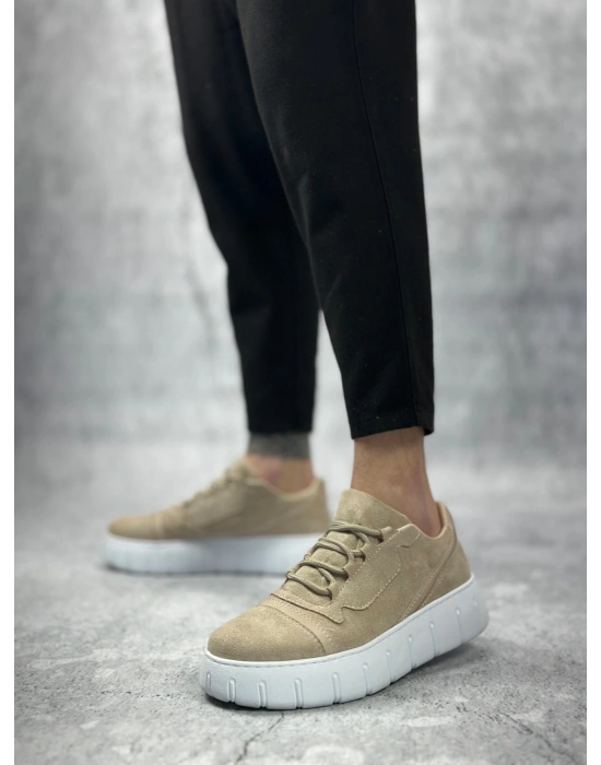 Ba0666 Boa Krem Yüksek Taban Erkek Erkek Günlük Ayakkabı