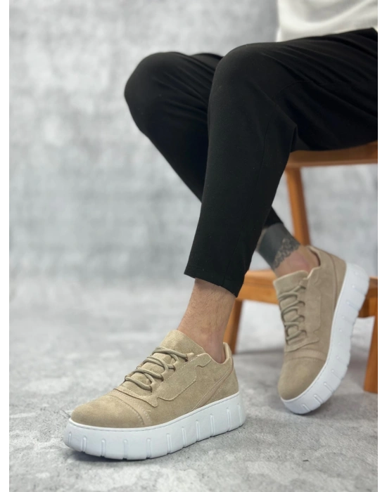 Ba0666 Boa Krem Yüksek Taban Erkek Erkek Günlük Ayakkabı