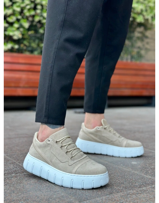 Ba0666 Boa Krem Yüksek Taban Erkek Erkek Günlük Ayakkabı