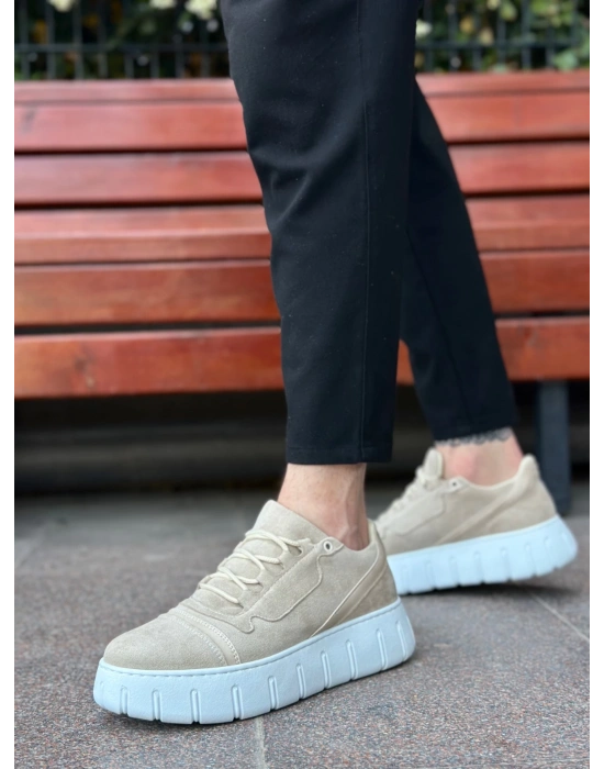 Ba0666 Boa Krem Yüksek Taban Erkek Erkek Günlük Ayakkabı