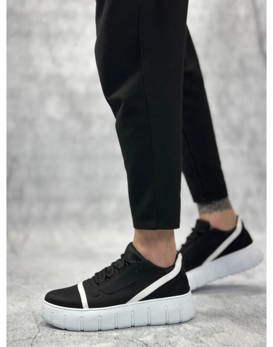 Ba0666 Boa Siyah Beyaz Yüksek Taban Erkek Erkek Günlük Ayakkabı