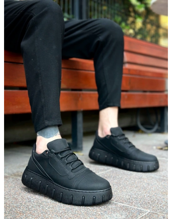 Ba0666 Boa Siyah Yüksek Taban Erkek Erkek Günlük Ayakkabı