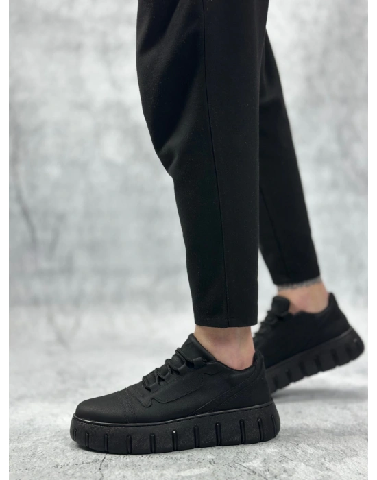 Ba0666 Boa Siyah Yüksek Taban Erkek Erkek Günlük Ayakkabı