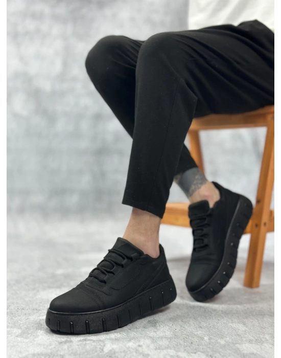 Ba0666 Boa Siyah Yüksek Taban Erkek Erkek Günlük Ayakkabı