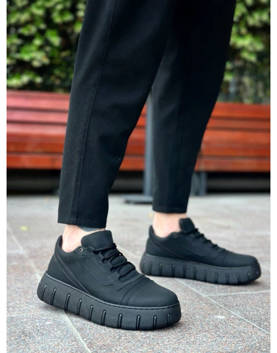 Ba0666 Boa Siyah Yüksek Taban Erkek Erkek Günlük Ayakkabı