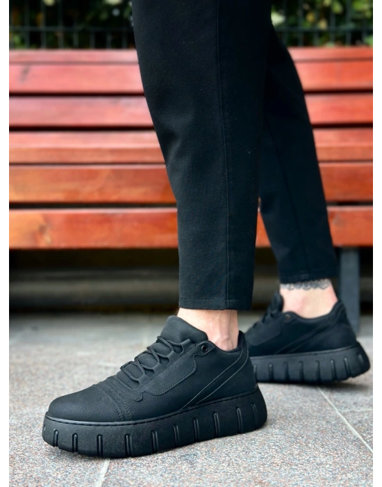 Ba0666 Boa Siyah Yüksek Taban Erkek Erkek Günlük Ayakkabı