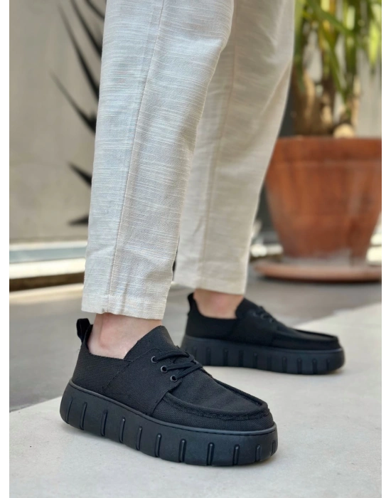 Ba0676 Boa Siyah Keten Yüksek Taban Erkek Yazlık Ayakkabı Erkek Günlük Ayakkabı