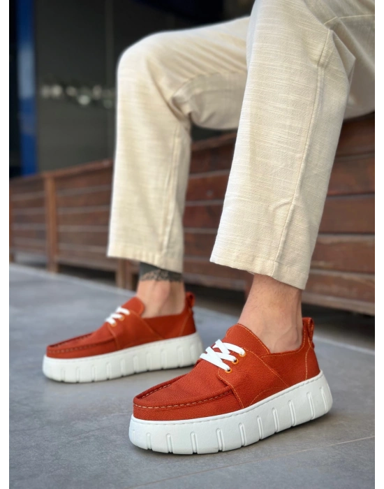 Ba0676 Boa Turuncu Keten Yüksek Taban Erkek Yazlık Ayakkabı Erkek Günlük Ayakkabı