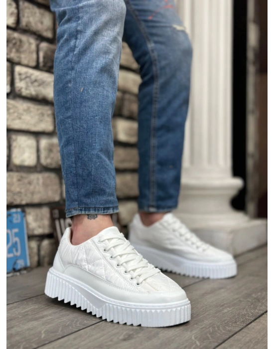 Ba0801 Boa Beyaz Yüksek Taban Erkek Erkek Spor Ayakkabı