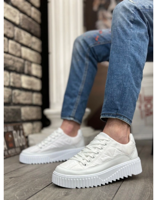 Ba0801 Boa Beyaz Yüksek Taban Erkek Erkek Spor Ayakkabı