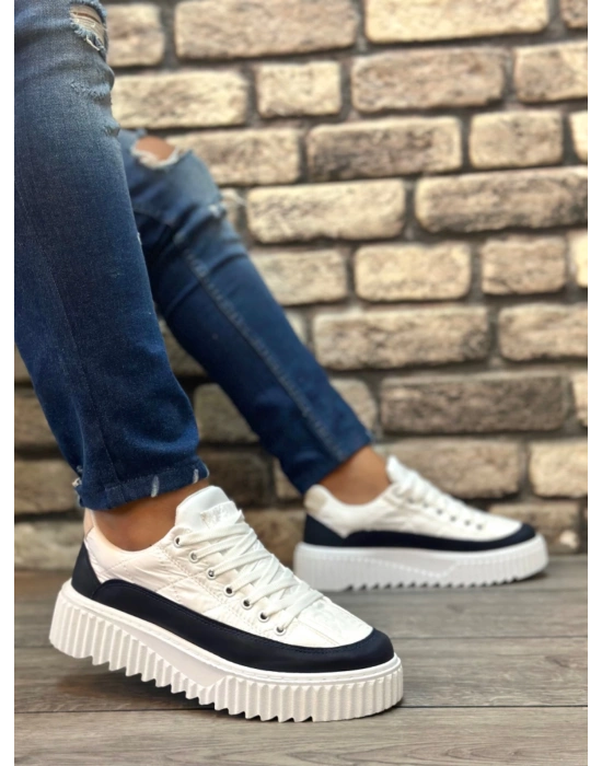 Ba0801 Boa Yüksek Taban Beyaz Paraşüt Kumaş Laci Cilt Detaylı Erkek Ayakkabı Erkek Günlük Ayakkabı