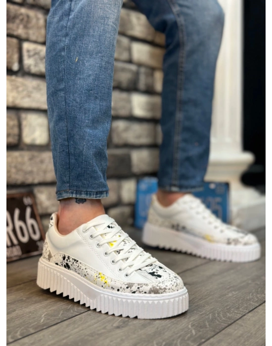 Ba0801 Boa Yüksek Taban Sarı Siyah Desenli Erkek Erkek Spor Ayakkabı