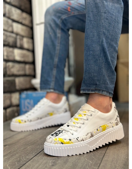 BA0801 BOA Yüksek Taban Sarı Siyah Desenli Erkek Spor Ayakkabı