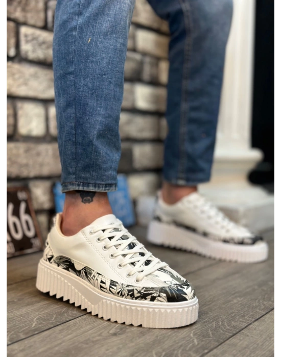 Ba0801 Boa Yüksek Taban Siyah Desenli Erkek Erkek Spor Ayakkabı