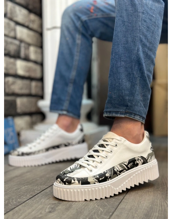 Ba0801 Boa Yüksek Taban Siyah Desenli Erkek Erkek Spor Ayakkabı