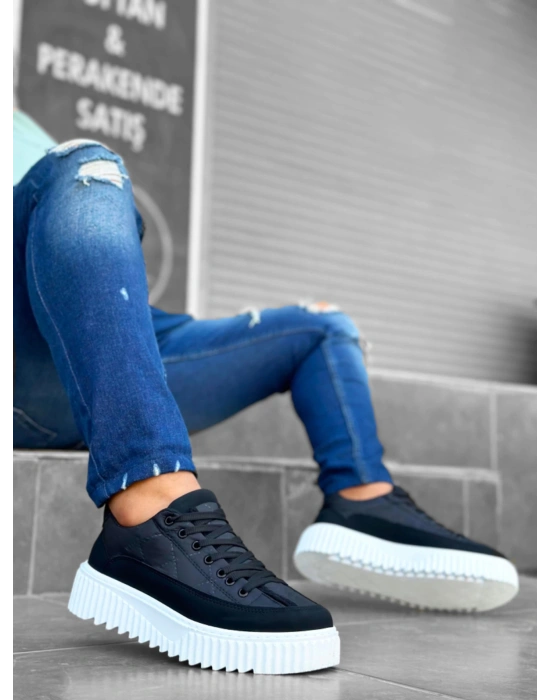 Ba0801 Boa Yüksek Taban Siyah Paraşüt Kumaş Cilt Detaylı Erkek Ayakkabı Erkek Günlük Ayakkabı