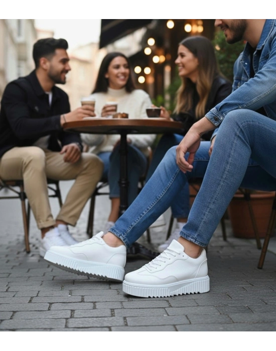 BA0802 BOA Beyaz Yüksek Taban Erkek Günlük Ayakkabı