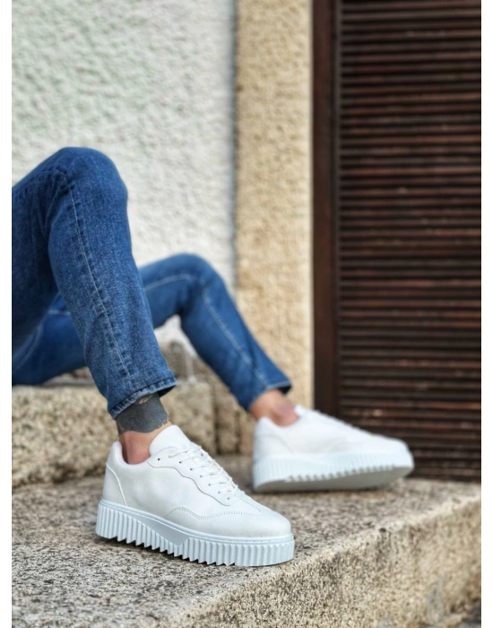 Ba0802 Boa Beyaz Yüksek Taban Erkek Erkek Günlük Ayakkabı