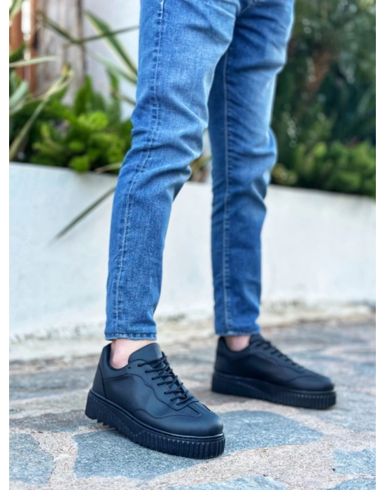 Ba0802 Boa Siyah Renk Siyah Yüksek Taban Erkek Erkek Günlük Ayakkabı