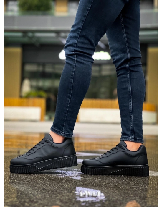 Ba0802 Boa Siyah Renk Siyah Yüksek Taban Erkek Erkek Günlük Ayakkabı