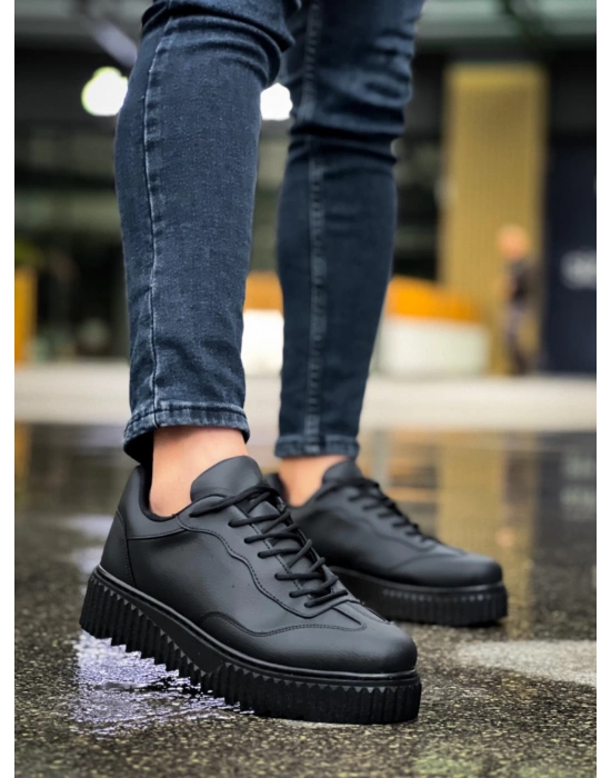 Ba0802 Boa Siyah Renk Siyah Yüksek Taban Erkek Erkek Günlük Ayakkabı
