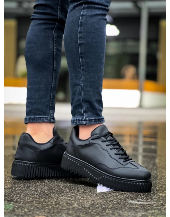Ba0802 Boa Siyah Renk Siyah Yüksek Taban Erkek Erkek Günlük Ayakkabı