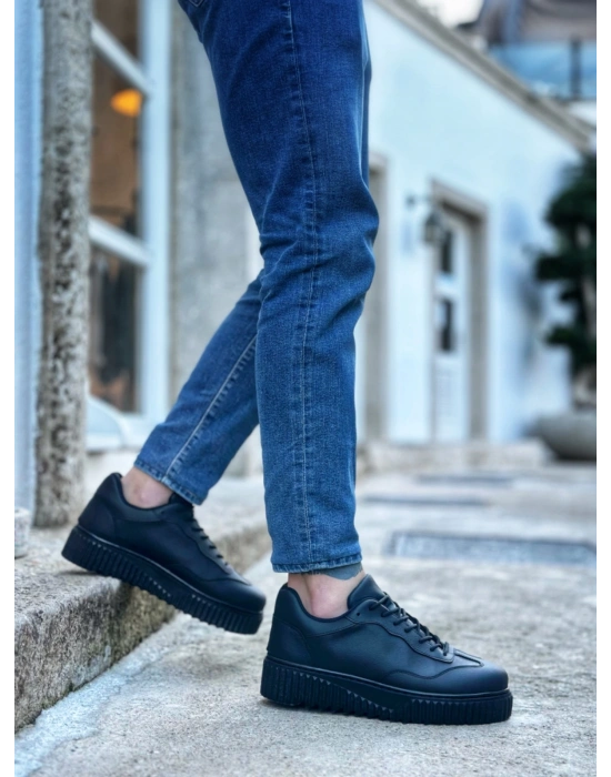 Ba0802 Boa Siyah Renk Siyah Yüksek Taban Erkek Erkek Günlük Ayakkabı