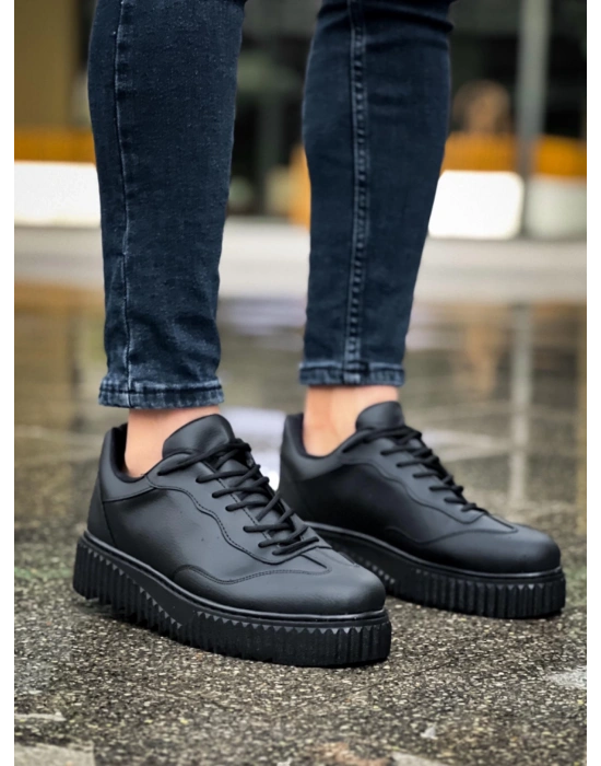 Ba0802 Boa Siyah Renk Siyah Yüksek Taban Erkek Erkek Günlük Ayakkabı