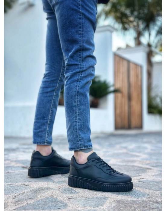 Ba0802 Boa Siyah Renk Siyah Yüksek Taban Erkek Erkek Günlük Ayakkabı