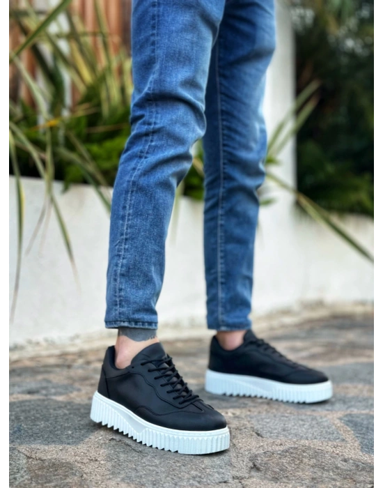 Ba0802 Boa Siyah Renk Yüksek Taban Erkek Erkek Günlük Ayakkabı