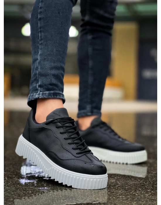 Ba0802 Boa Siyah Renk Yüksek Taban Erkek Erkek Günlük Ayakkabı
