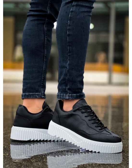 Ba0802 Boa Siyah Renk Yüksek Taban Erkek Erkek Günlük Ayakkabı