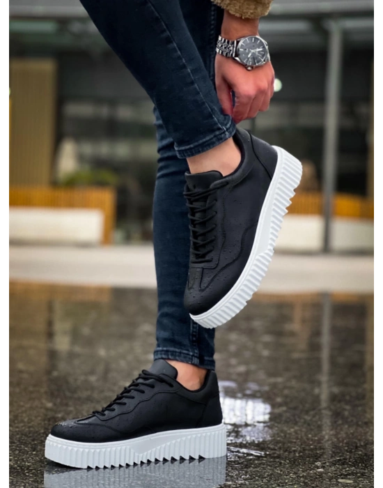 Ba0802 Boa Siyah Renk Yüksek Taban Erkek Erkek Günlük Ayakkabı