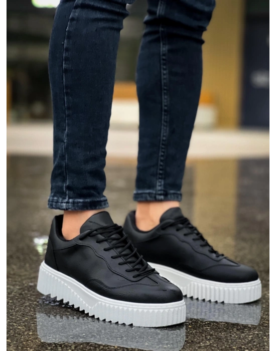 Ba0802 Boa Siyah Renk Yüksek Taban Erkek Erkek Günlük Ayakkabı