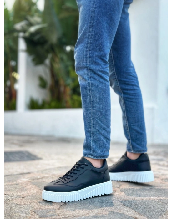 Ba0802 Boa Siyah Renk Yüksek Taban Erkek Erkek Günlük Ayakkabı