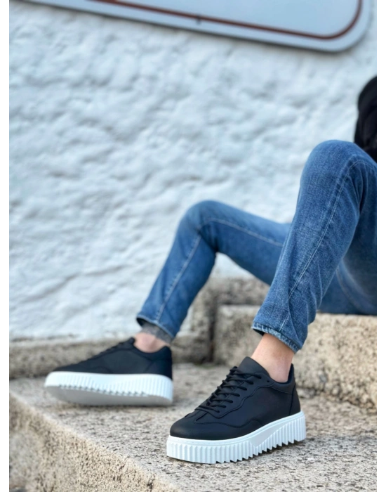 Ba0802 Boa Siyah Renk Yüksek Taban Erkek Erkek Günlük Ayakkabı