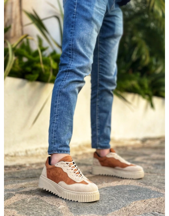 Ba0802 Boa Taba Süet Yüksek Taban Erkek Erkek Günlük Ayakkabı