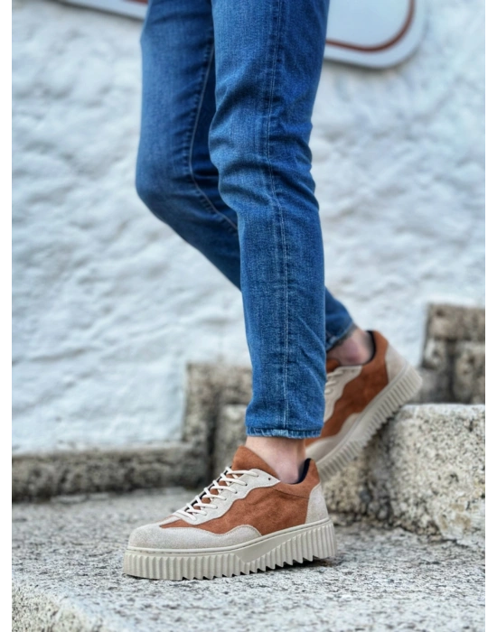 Ba0802 Boa Taba Süet Yüksek Taban Erkek Erkek Günlük Ayakkabı