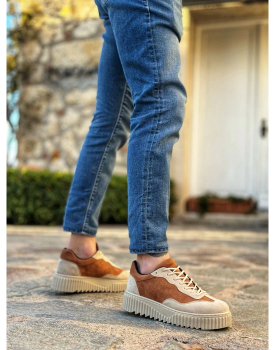 Ba0802 Boa Taba Süet Yüksek Taban Erkek Erkek Günlük Ayakkabı